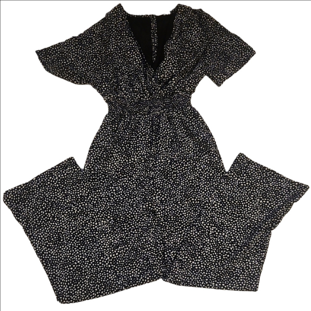 Japna Black Blue & White Leopard Pattern Jumpsuit
